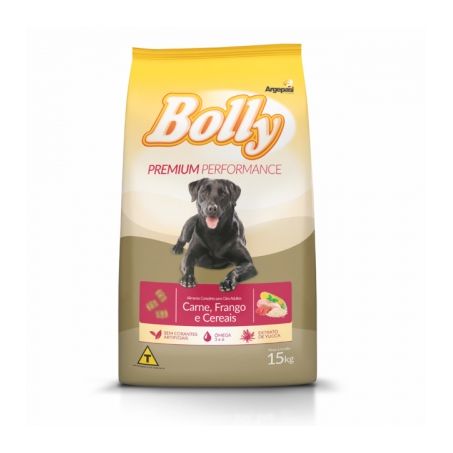 Ração cães premium carne/frango/cereais bolly 15kg