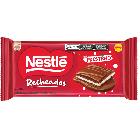 CHOCOLATE EM BARRA NESTLE RECHEADO PRESTÍGIO PACOTE 90G