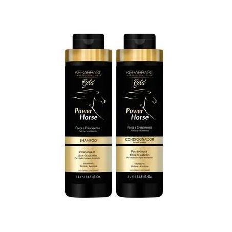 Kit Kerabrasil shampoo + condicionador gold power horse 1L
