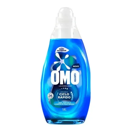 Lava Roupas Líquido Omo Ciclo Rápido Ação Antiodor Frasco 1.4lt