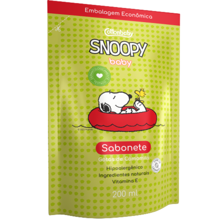 Sabonete liquido cottonbaby rf 200ml snoopy g camomila