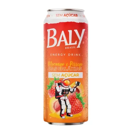 Energético baly morango e pêssego sem açúcar lata 473ml