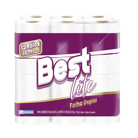 Papel Higiênico Best Lite Folha Dupla Neutro 20m Pacote 12un 
 