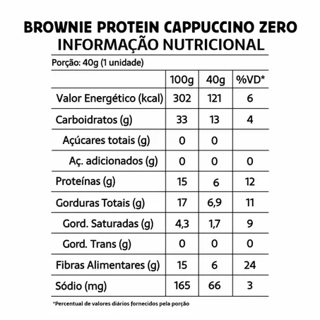 BROWNIE PROTEICO CAPPUCCINO SEM AÇÚCAR 40G - BELIVE 360-1