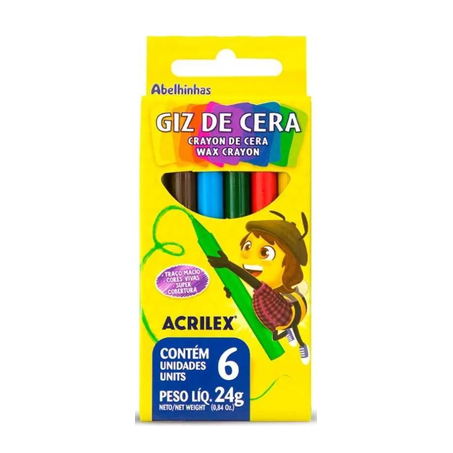 GIZ DE CERA FINO 6 CORES ACRILEX