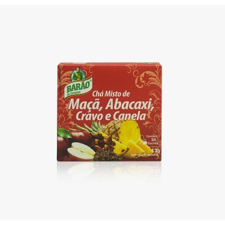 CHÁ BARÃO DE COTEGIPE MISTO MAÇA, ABACAXI, CRAVO E CANELA CAIXA C/10 SACHÊS