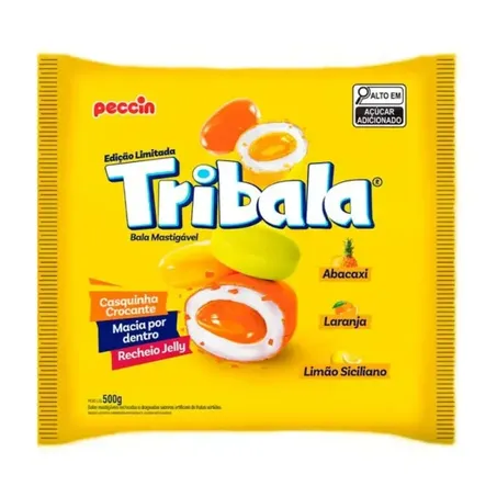 Bala tri bala amarela sortida peccin 500g