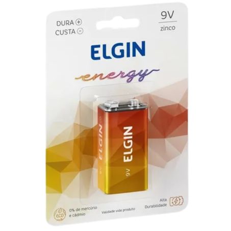 Pilha elgin bateria zinco 9v 1un