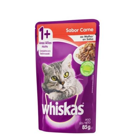 Alimento para Gatos Adultos Whiskas Carne Ao molho Sachê 85gr