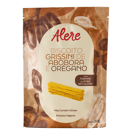 Biscoito Grissini Alere com Farinha de Aveia Abóbora e Orégano Sem Glúten 50g