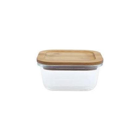 POTE VIDRO COM TAMPA OIKOS HERMÉTICO/BAMBU QUADRADO 520ML