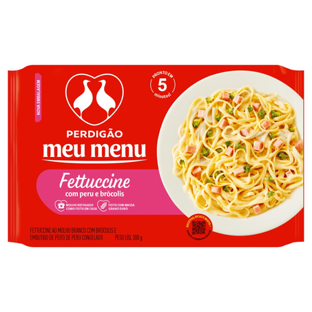 Meu Menu Perdigão 300g - Fettuccine - Peito de Peru e Brócolis