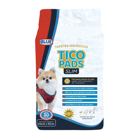Tapete Higiênico Tico Pads Blue Cães Slim c/30