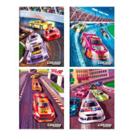 Caderno foroni pequeno capa dura 48 folhas cross racing brochura