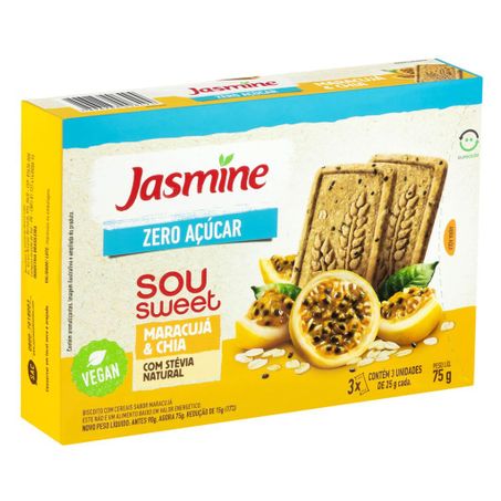 BISCOITO JASMINE SOU SWEET ZERO ACU MARAC/CHIA 75G 360-3