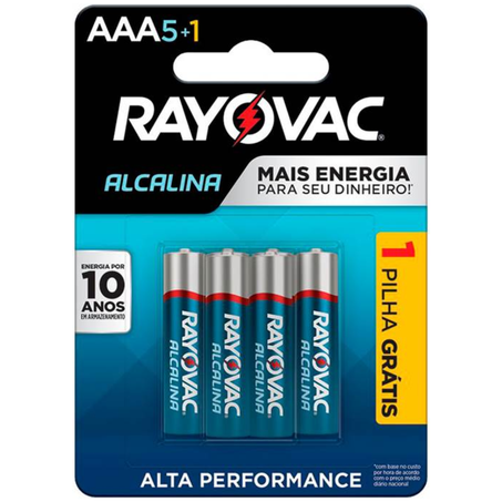 Pilha sm alcalina rayovac aaa5+1 palito 6un
