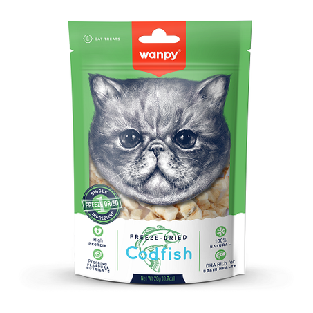 Petisco gato wanpy freeze dried bacalhau