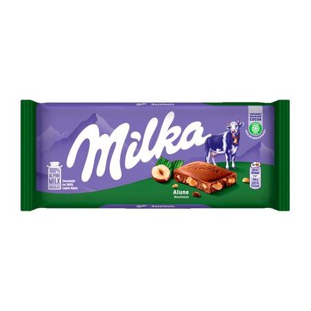 CHOCOLATE EM BARRA MILKA PEDAÇOS AVELA 100G
