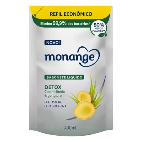 Sabonete Líquido Monange Detox Capim Limão Com Gengibre 400ml