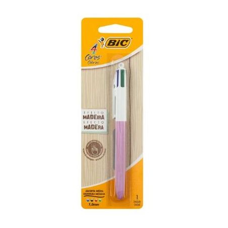 CANETA BIC ESFEROGRAFICA 4 CORES MADERIA