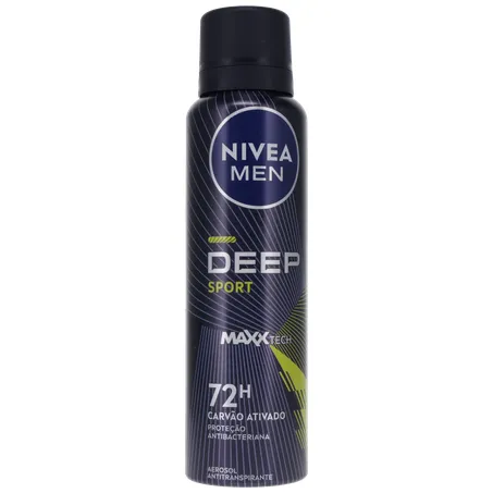 Antitranspirante Aerosol Nivea Men Deep Sport 72H Carvão Ativado Frasco Spray 150ml 360-35