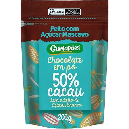 Chocolate em Pó Guimarães 200g - Zero Açúcar - 50% Cacau