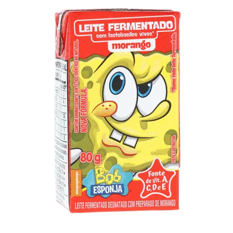 LEITE FERMENTADO BOB ESPONJA MORANGO C/6 360-35