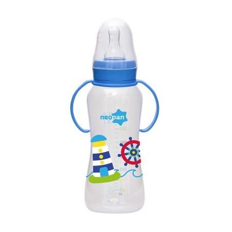 Mamadeira Neopan Cristalpan 250Ml C/Alca Az.