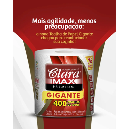 PAPEL TOALHA CLARA MAX GIGANTE 20X19CM 400FLS 360-1