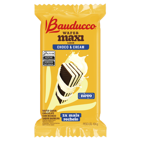 Wafer maxi bauducco choco & cream 104g