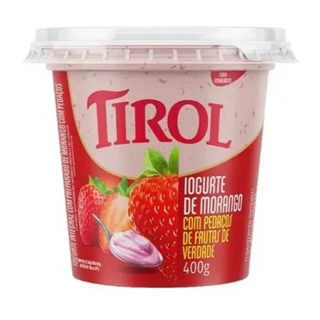 Iogurte Tirol 400g Kon Frutas Pedacos Morango