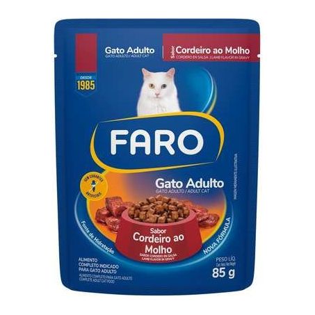 Racao faro cordeiro ao molho gato adulto 85g
