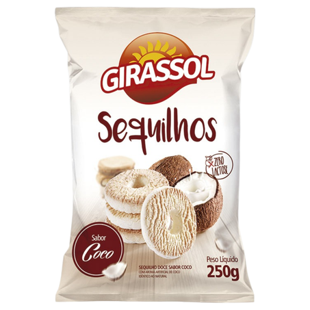 Biscoito sequilhos girassol 200gr coco -zero lactose