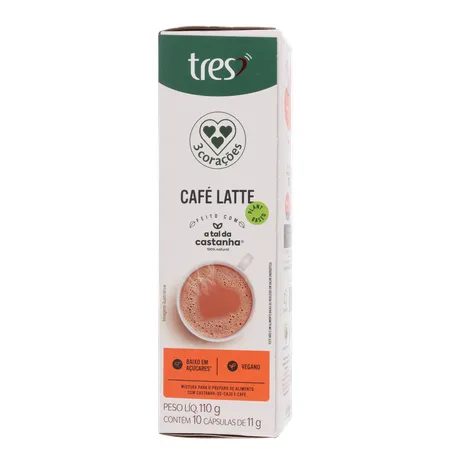 Café com Leite em Cápsula 3corações Latte Vegano Caixa com 10un - 110gr 360-1