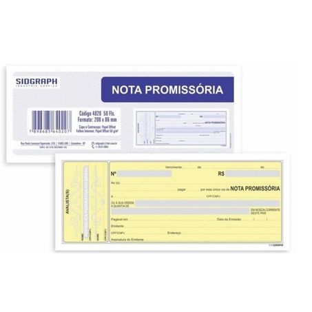 GUIA COMERCIAL NOTA PROMISSÓRIA 214 X 93MM C/50FLS