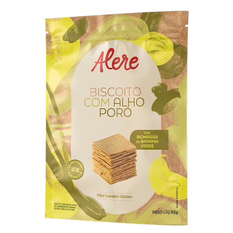 Biscoito Alere de Biomassa de Banana Verde com Alho Poró 55g