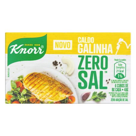 CALDO EM TABLETE GALINHA ZERO SAL KNORR COM 6 UNIDADES
