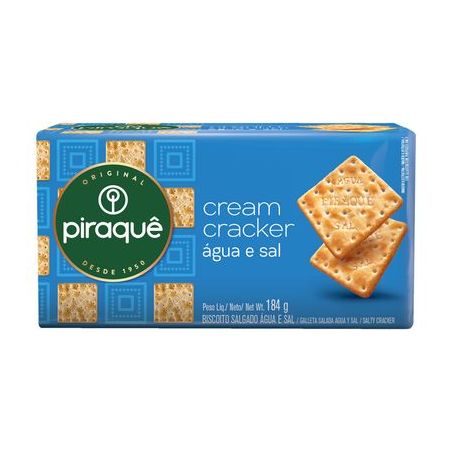 Biscoito piraque agua e sal 184g