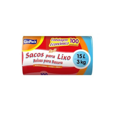 SACOS PARA LIXO GIOPACK ROLL 15L 3KG 20 UNIDADES