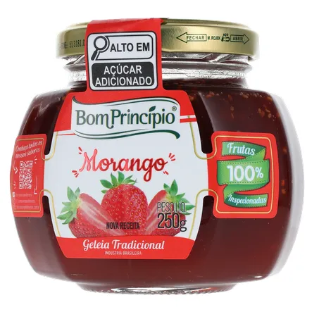Geleia Bom Princípio Tradicional Morango Pote de Vidro 250gr 360-2
