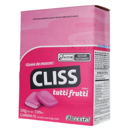 Goma de Mascar Cliss Tutti Frutti Caixa 201gr 360-21