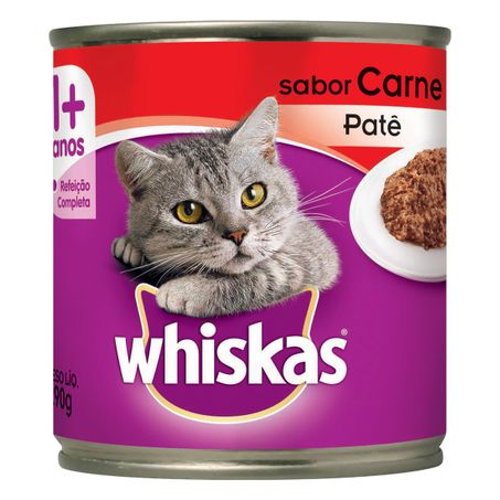 PATÊ PARA GATOS ADULTOS 1+ CARNE WHISKAS LATA