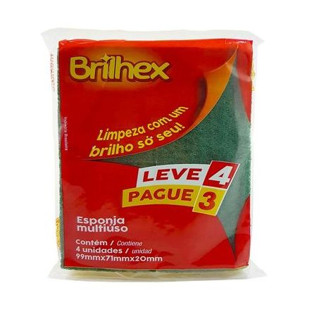ESPONJA BRILHEX MULTIUSO LEVE4PG3 9,9X7,1X2