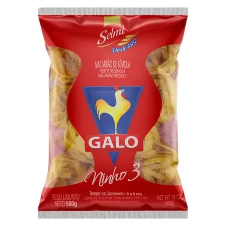 Macarrão de Sêmola Galo Ninho N3 Pacote 500G