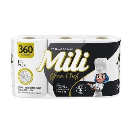 Papel toalha mili gran chef c/3