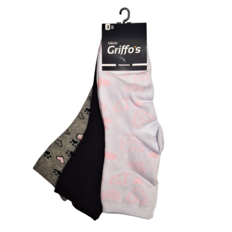 KIT COM 3 PARES MEIA FEM CANO LONGO