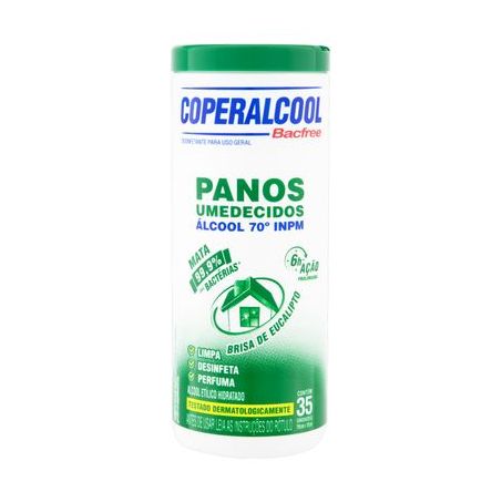 Panos Umedecidos Coperalcool Bacfree Eucalipto 70° 35un