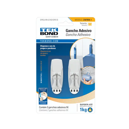 GANCHO ADESIVO TEKBOND ZAFIRA M 1 BCO/METAL