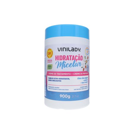 Creme de Tratamento + Creme de Pentear Vinilady Hidratação Micelar Pote 900gr