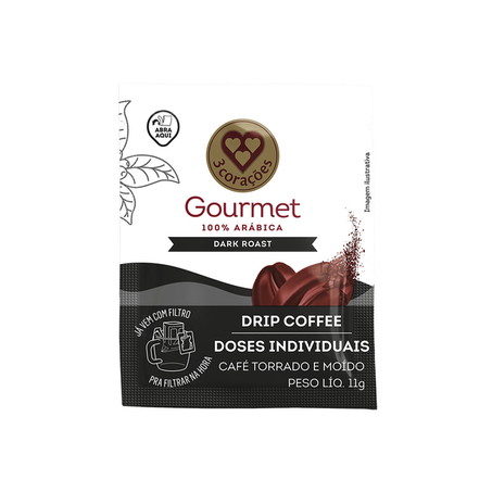 Café Gourmet Drip Dark Roast Sachê 3 Corações 10g
